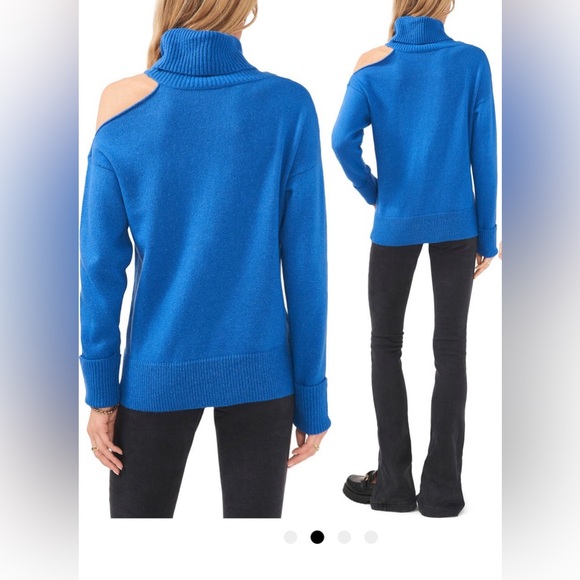 1.State Blue Off the Shoulder Turtleneck. Size M. - Picture 2 of 8